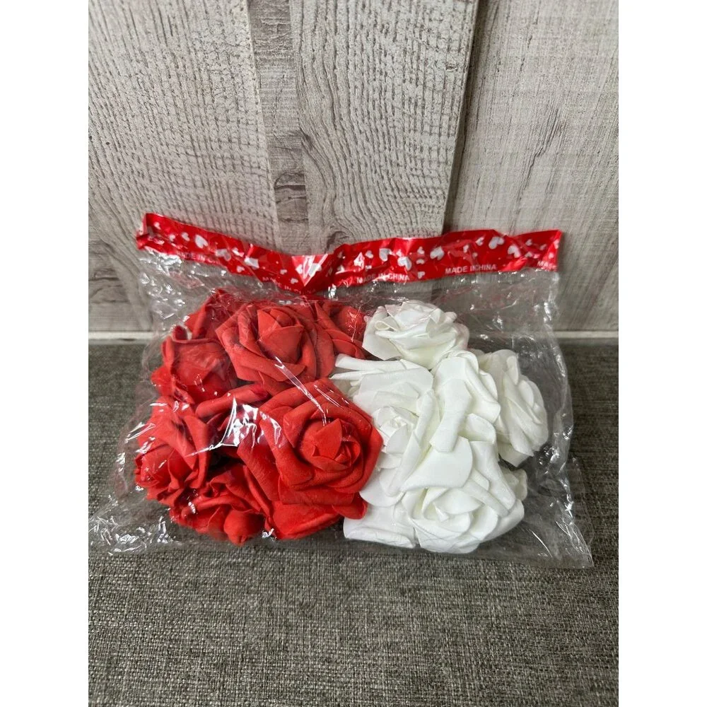 Rose String Lights Battery Operated Red & White LED Flowers Decor Wedding Party